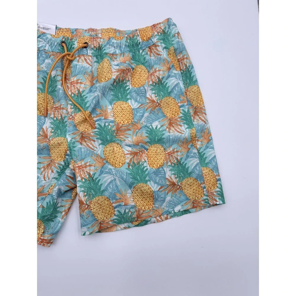 NWT Member's Mark Men's Resort Swim Trunks Pineapple Print Size Large UPF 50